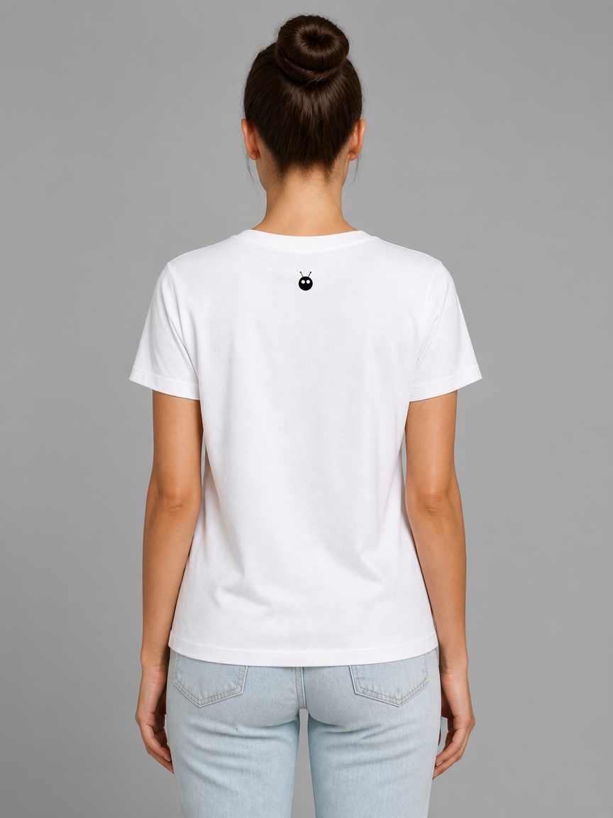 Back of the Origin Tee with the bug below the collar